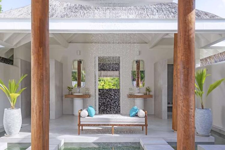 Exterior view of outdoor shower in Two Bedroom Beach Pool Residence bathroom